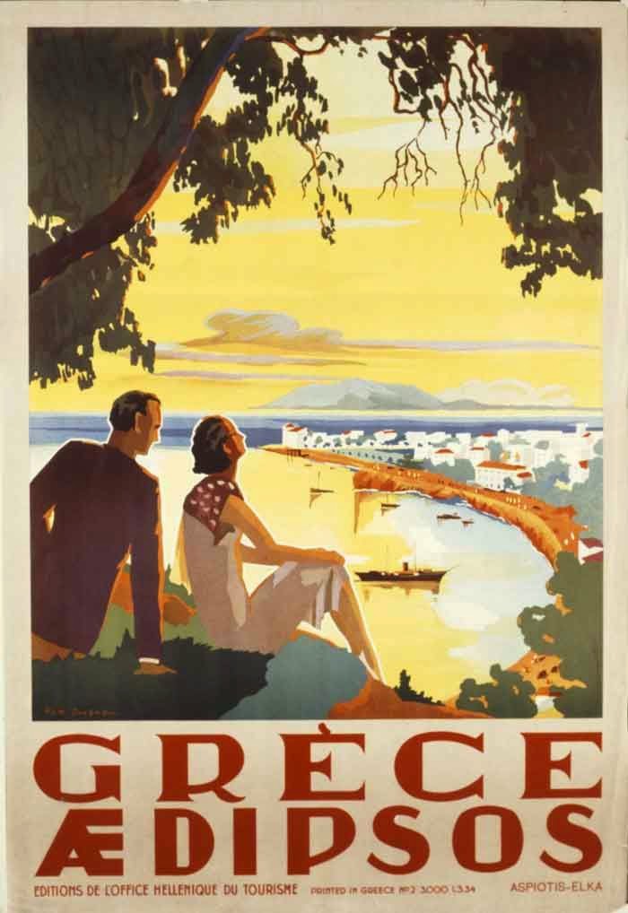 Greece original vintage travel poster